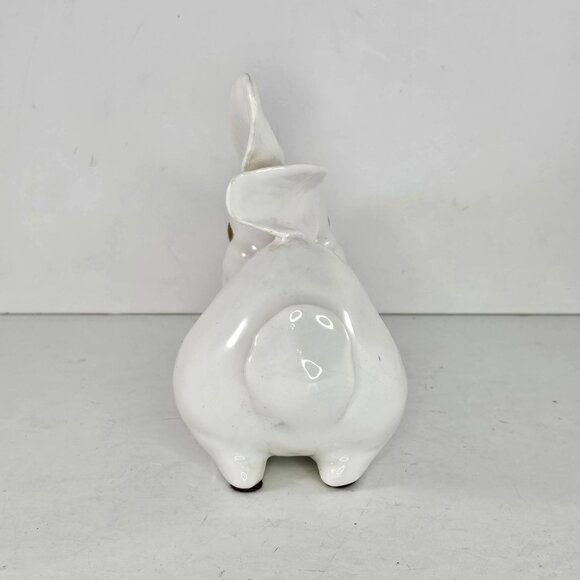 Freeman McFarlin White Rabbit Figurine Lying Down Yellow Eyes *Repaired Foot* - Picture 6 of 10